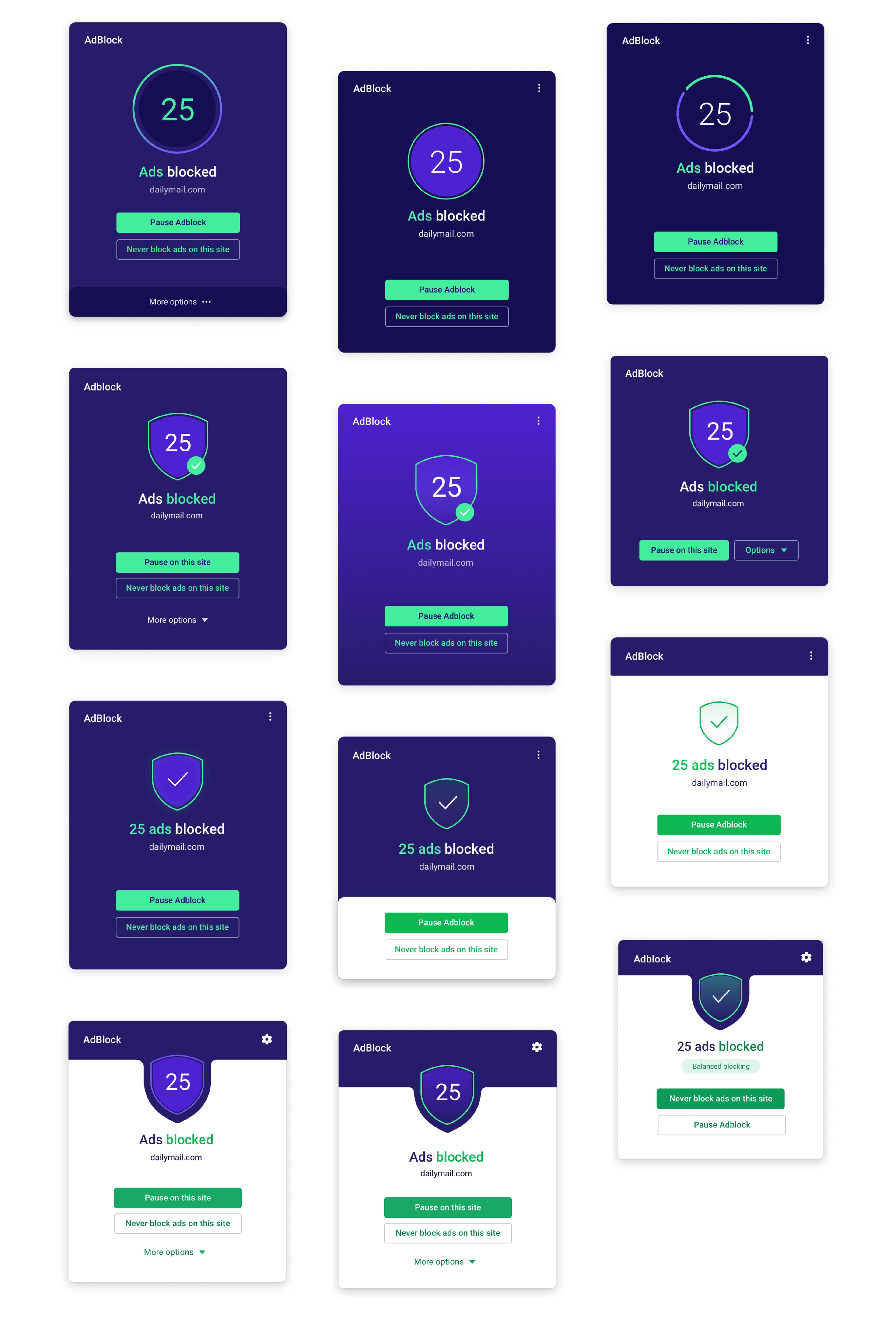 Visual iterations of adblock feature
