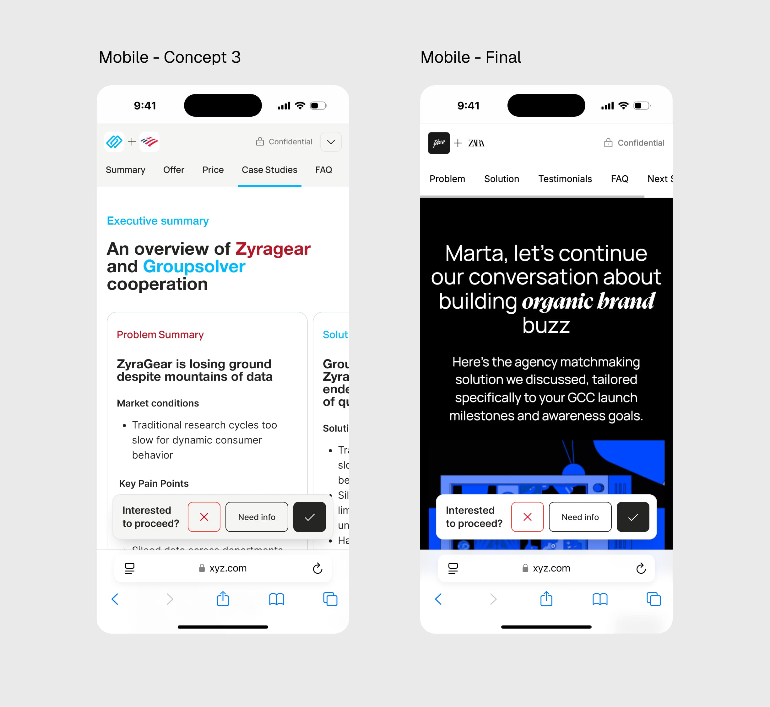 Visual iterations of adblock feature